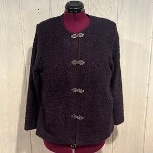 CATHY DANIELS Pullover Attached Shell Sweater/ Jacket purple Size large
